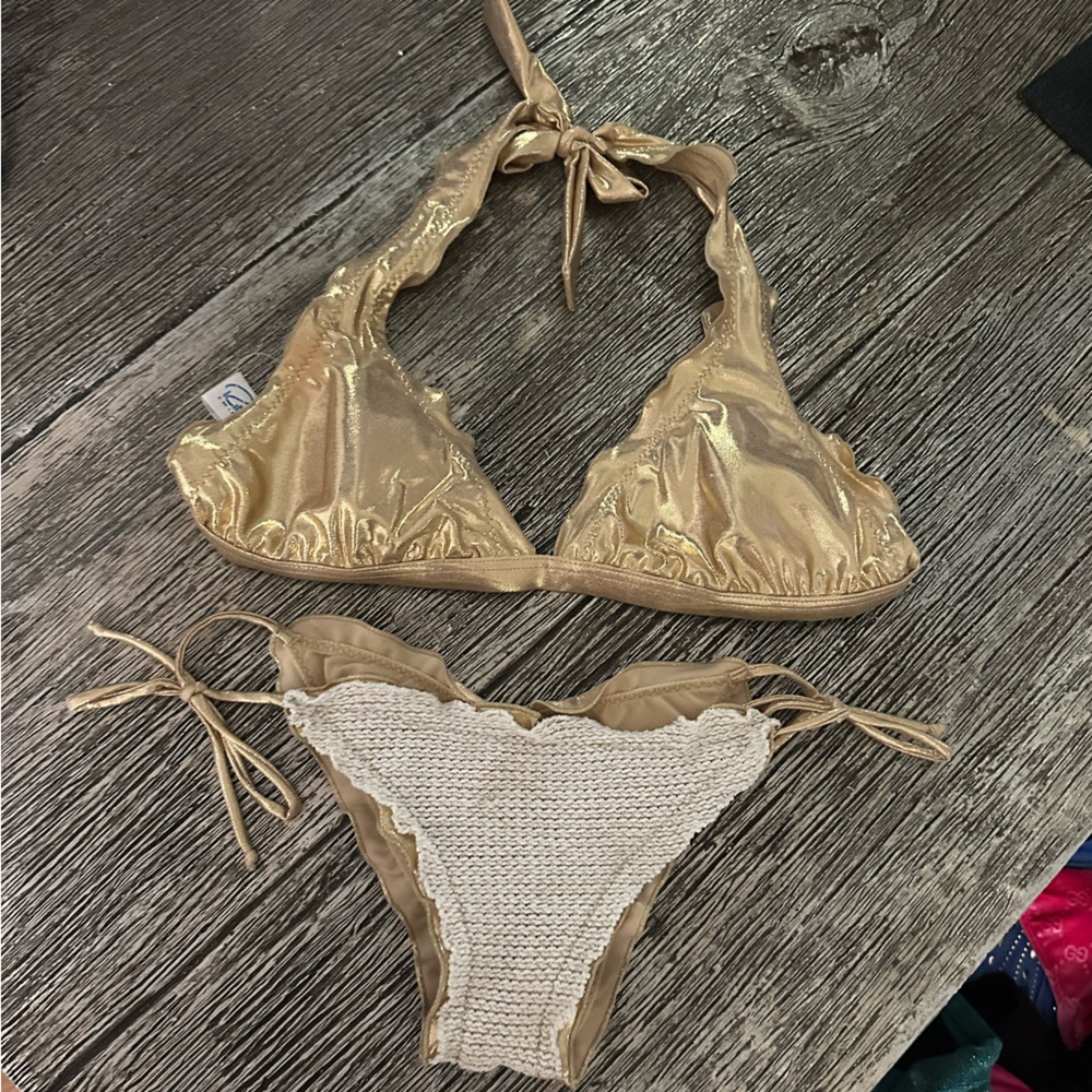 Ritchie Gold and Cream Bikini Set